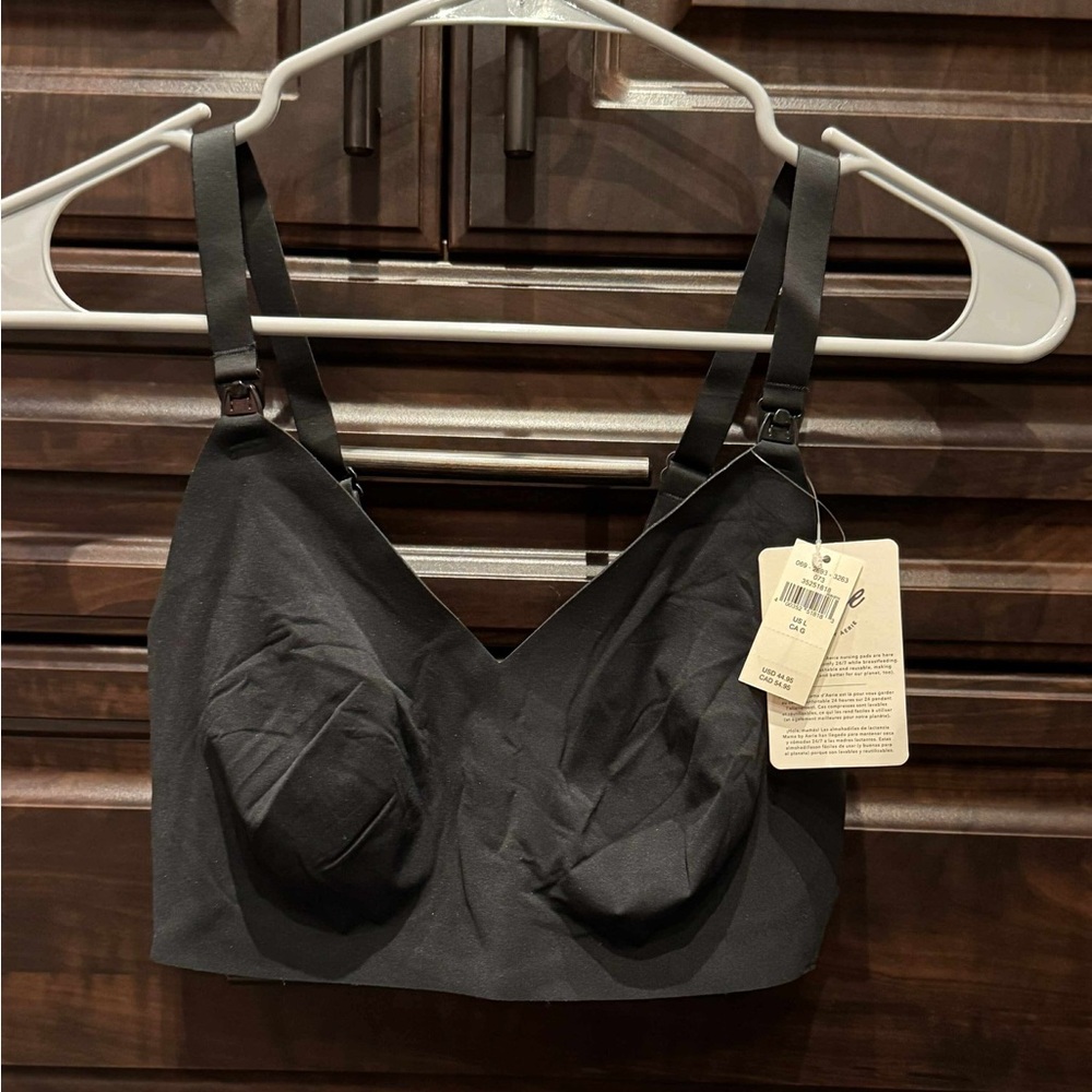 Aerie Black Intimate nursing Bra with reusable pads stretchy SIZE LARGE